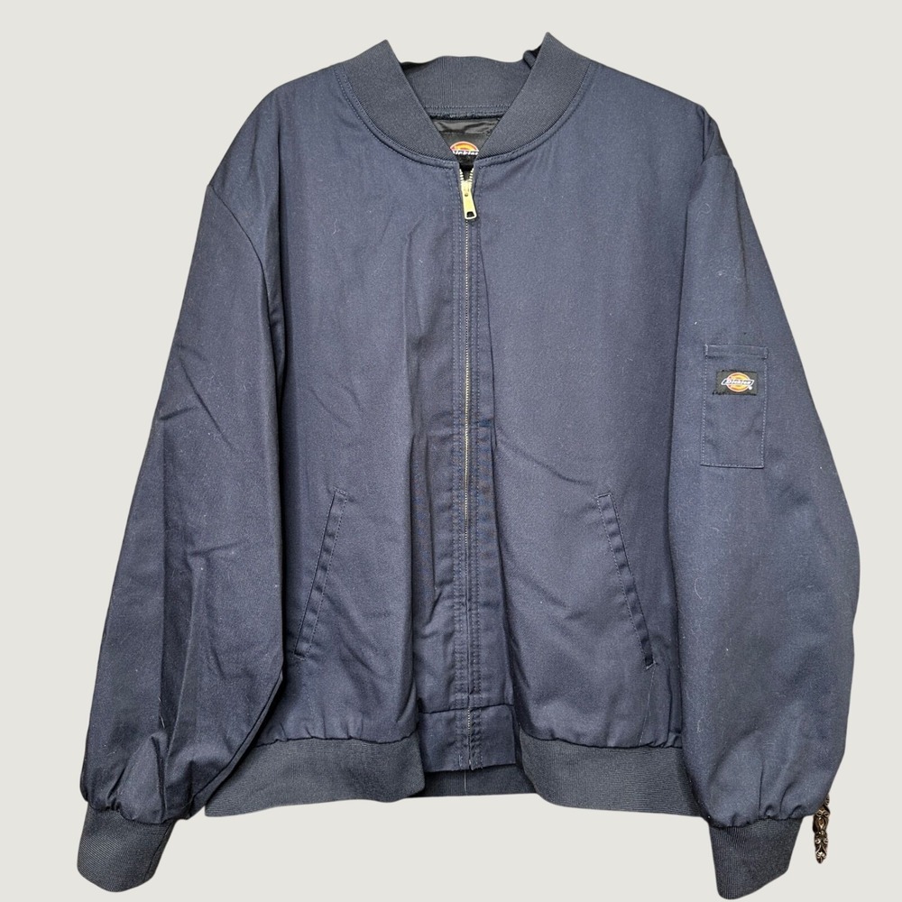 Dickies Mens XL Navy Blue Quilted Lined Bomber Work Jacket Workwear Utility Coat